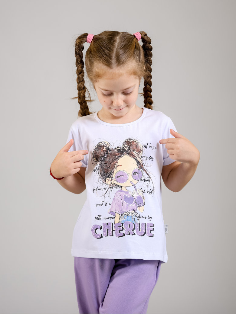 Komplet majica i trenerka "Cherue" za devojčice – detalj 4 – Model Kids