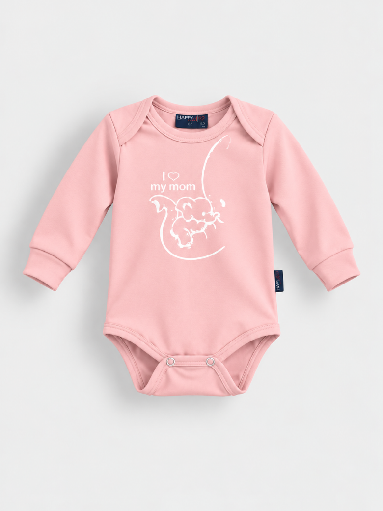 Bodi dugih rukava I love my mom za bebe, šesta boja – Model Kids