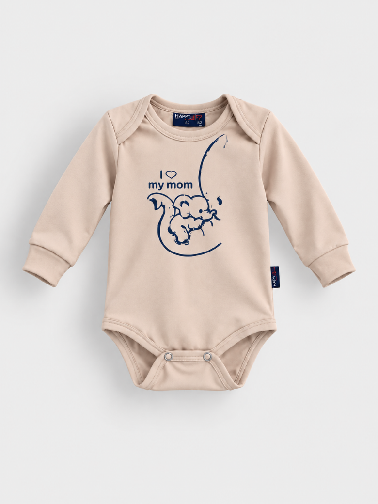 Bodi dugih rukava I love my mom za bebe, osma boja – Model Kids