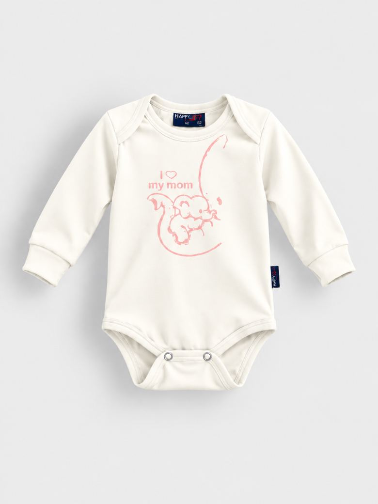 Bodi dugih rukava I love my mom za bebe, četvrta boja – Model Kids