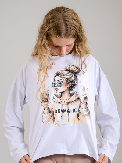 "Dramatic" majica dugih rukava za devojčice – detalj 6 – Model Kids