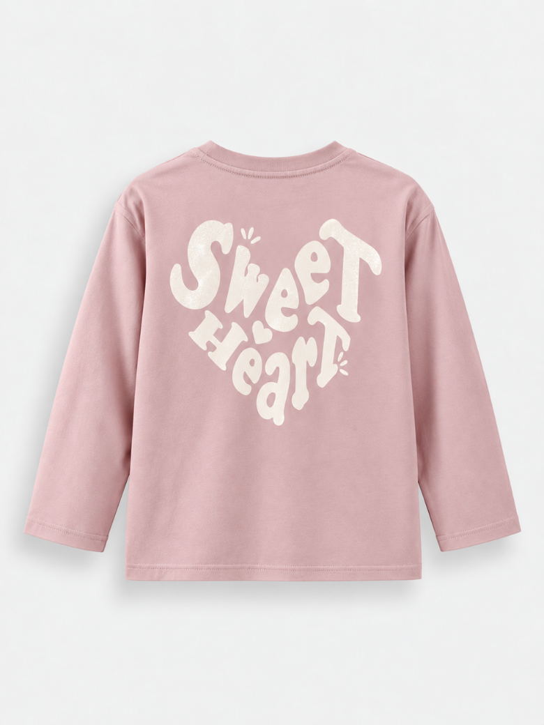 "Sweet" majica dugih rukava sa srcem za devojčice