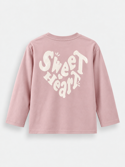 "Sweet" majica dugih rukava sa srcem za devojčice