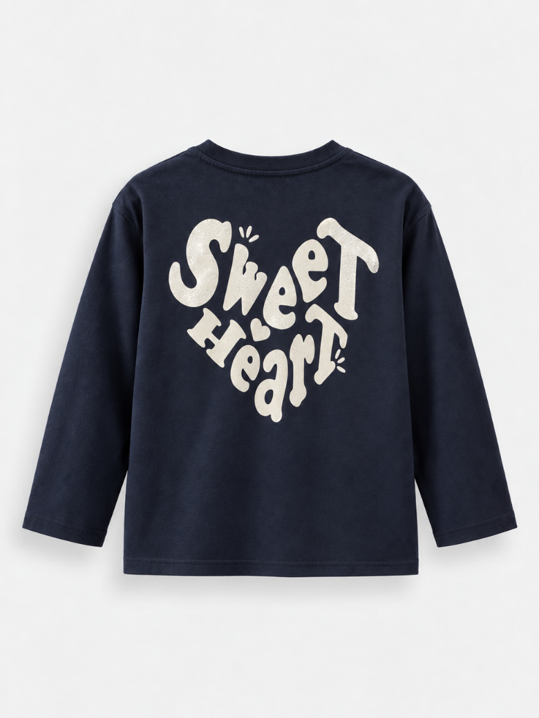 "Sweet" majica dugih rukava sa srcem za devojčice