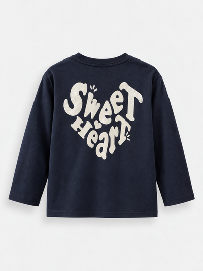 "Sweet" majica dugih rukava sa srcem za devojčice