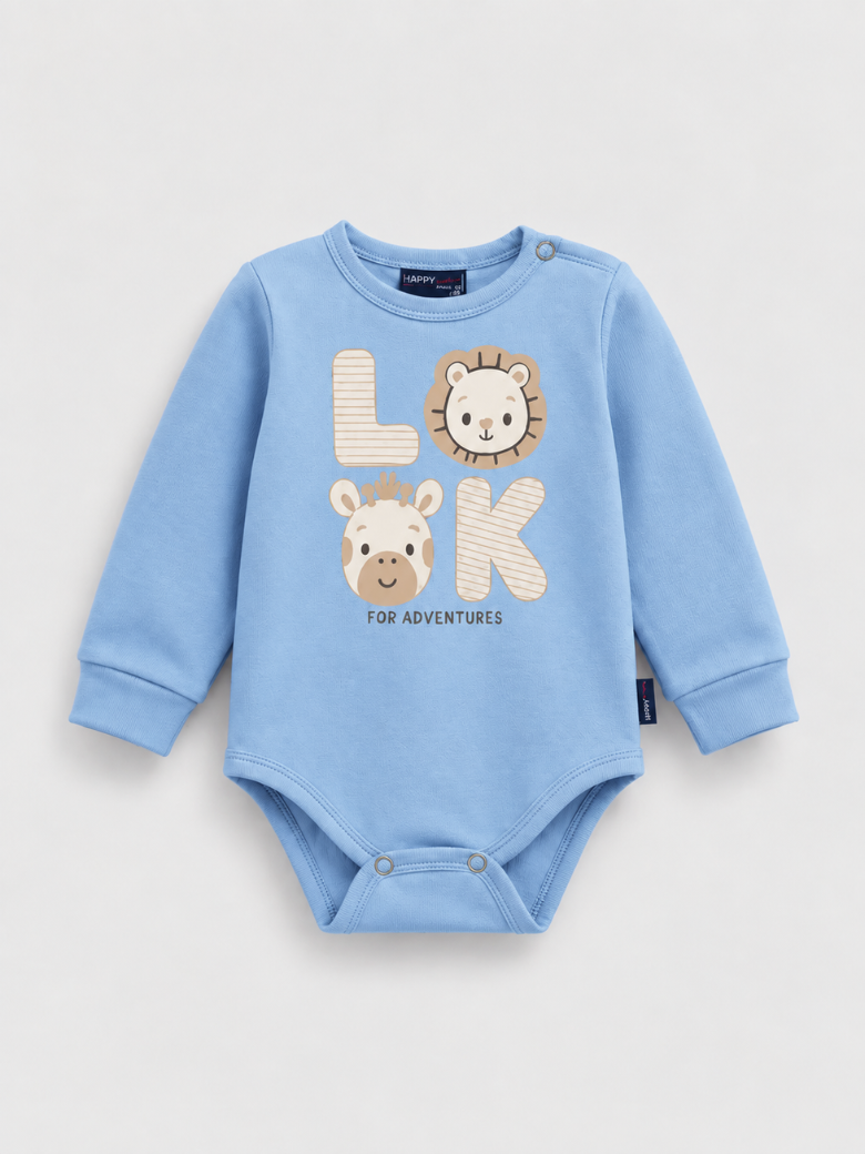 Bodi sa dugim rukavima i printom životinja za bebe